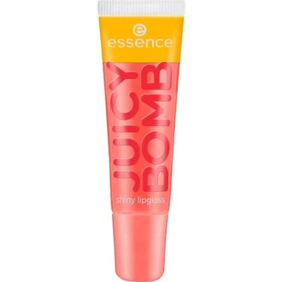Obrázek essence JUICY BOMB shiny lesk na rty, č. 103, oranžový, lesklý, zářivě svěží, třpytivý, veganský, bez alkoholu, parabenů, mikroplastických částic, balení 1 ks (10 ml)