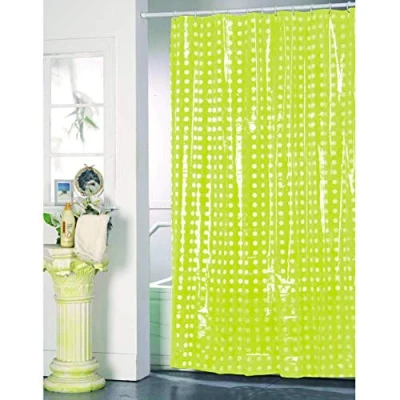 Obrázek MSV Antiplísňový sprchový závěs antibakteriální, omyvatelný, vodotěsný, PVC s 12 kroužky na závěs, 180 x 200 cm, zelený