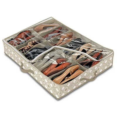 Obrázek Domopak Living 8001410074294 Schutzhülle Schuhe 12 Fächer Sie, Kunststoff, weiß/beige, 50 x 75 15 cm