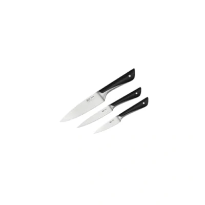 Obrázek Jamie Oliver by Tefal K267S3 3dílná sada nožů, kuchařský nůž, univerzální loupací vysoký řezný výkon, nezaměnitelný design, odolné čepele, ušlechtilá ocel, černý