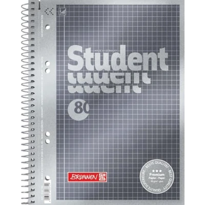 Obrázek Brunnen 1067152 Poznámkový blok / školní Student Premium (zušlechtěný vrchní list s metalickým efektem, A5, čtverečkovaný, 90 g/m², 80 listů)
