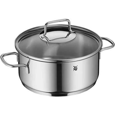 Obrázek WMF malý hrnec na vaření Astoria 20 cm, se skleněnou poklicí, těstoviny, indukční 2,5 l, nerezová ocel Cromargan, leštěná, bez povrchové úpravy