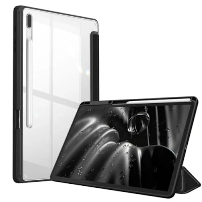 Obrázek Fintie Hybridní pouzdro pro Samsung Galaxy Tab S8 Plus 2022/Tab S7 FE 2021/Tab 2020 12. 4 palců nárazuvzdorný kryt s průhledným čirým tvrdým pouzdrem zadní ochranný kryt, černý