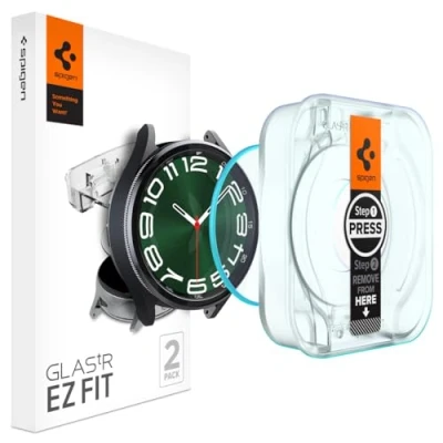 Obrázek Spigen Sklo. tR EZ Fit ochranná fólie kompatibilní se Samsung Galaxy Watch 6 Classic 47 mm, 2 kusy, odolná proti poškrábání, s tvrdostí 9H