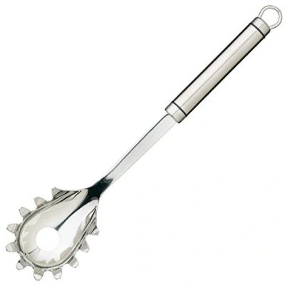 Obrázek KitchenCraft Profesionální špagetová lžíce, oválná nudlová lžíce z ušlechtilé oceli s rukojetí, stříbrná, 32,2 cm dlouhá, 1 kus