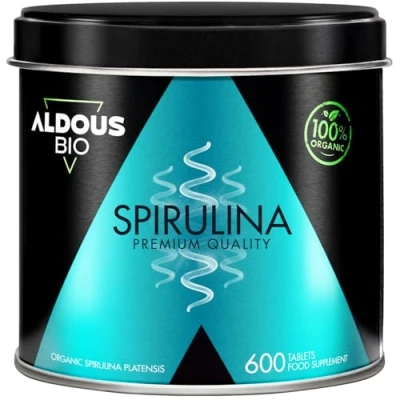 Obrázek Bio Spirulina tablety 600 tablet, vysoké dávkování, 3000 mg v denní dávce 100% přirozeně nasycené DETOX veganské proteiny antioxidanty energie Booster bez plastů
