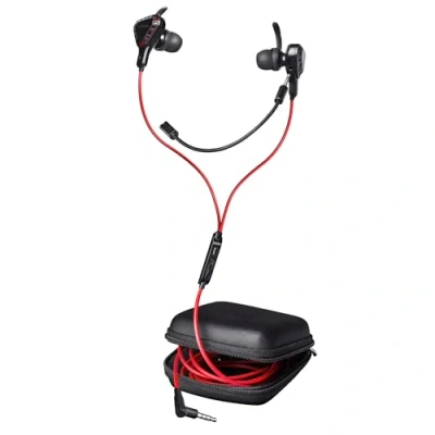 Obrázek Trust Gaming GXT 408 Cobra herní sluchátka, sluchátka do uší s kabelem 3,5 mm, odnímatelný mikrofon, gumové špunty ve 3 velikostech, pro PC, laptop, mobilní telefon, konzole, PS4 a Xbox černá