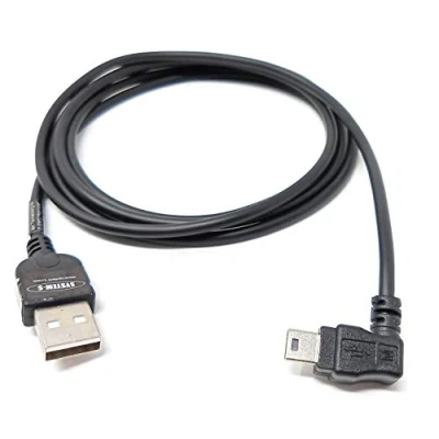 Obrázek System S 140 cm USB 2.0 kabel pro A na Mini B 5 Pin úhlový konektor 90 stupňů vlevo