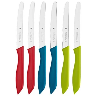 Obrázek WMF Classic Line sada snídaňových nožů 6dílná, 23 cm, nůž na pečivo se zoubkovaným ostřím, svačinu, speciální čepel, plastová rukojeť, barevné