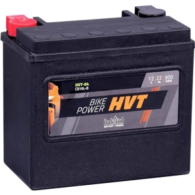 Obrázek intAct HVT motorová baterie Akumulátor pro skútry nebo motocykly. Bezúdržbová A odolná proti vytečení. 04, CB16L B, 65989 90B, 12V baterie, 22 Ah (c20), 300 (EN) Rozměry: