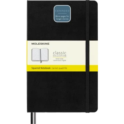 Obrázek Moleskine Classic Expanded Squared Paper Notebook Hard Cover and Elastic Closure Journal Color Black Size Large 13 x 21 A5 400 stránek