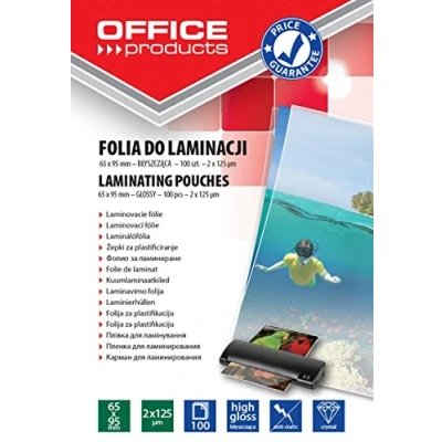 Obrázek OFFICE PRODUCTS 20325835 90 laminovací fólie 65 x 95 mm, 2 125 mikronů, lesklá, 100 kusů, průhledná