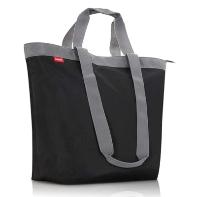 Obrázek achilles Nákupní taška, taška pro volný čas, z polyesteru se zipem, lze prát a znovu použít na nákup, sport, bazén, pláž, 51 cm x 20 40 cm, černá