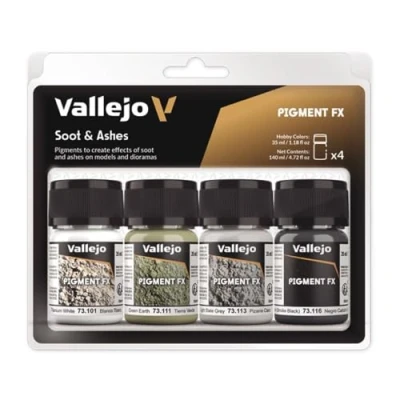 Obrázek Vallejo 073193 Pigment Set Ruß und Asche, 35 ml (4er Pack)