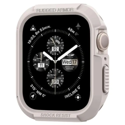 Obrázek Spigen Rugged Armor pouzdro kompatibilní s Apple Watch série 9/8/7(45 mm) 6/5/SE (44 tmavě béžové