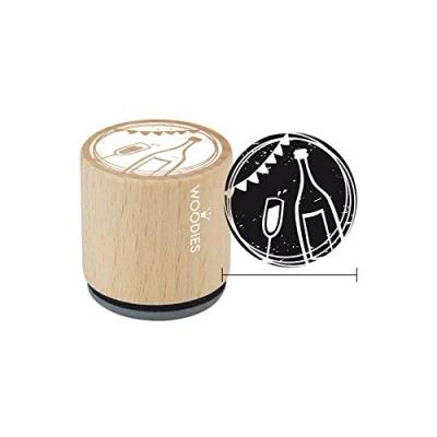 Obrázek Woodies Stempel Glas und Flasche Champagner, Holz, 3,4 x 3,5 cm