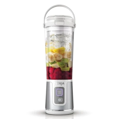 Obrázek Ninja Blast přenosný mixér / Blender Smoothie Maker, 530ml hrnek, víčko zabezpečené proti vytečení, výkonný mini stojanový mixér, bezdrátový &amp; dobíjecí, drcený led a ovoce, bílý, BC151EUWH