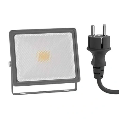 Obrázek ledscom.de LED zahradní reflektor FLIN pro venkovní použití, IP66, zástrčka, šedá, 11,5 W, 837 lm, teplá bílá, nástěnné svítidlo, reflektor, venkovní,