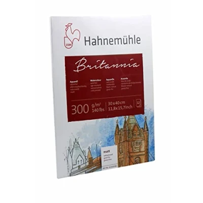 Obrázek Hahnemühle akvarelový blok Britannia, matný přírodně bílý papír, 300 g/m², 12 listů, 30 x 40 cm
