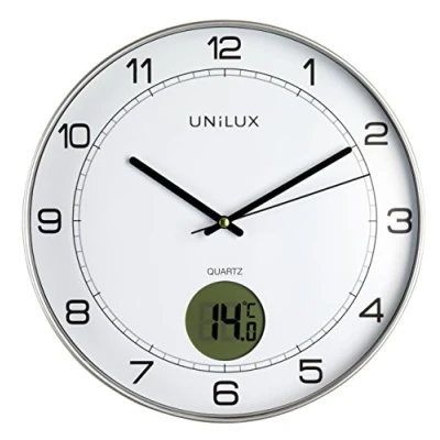 Obrázek Unilux Nástěnné hodiny Tempus, 30 cm, bez tikání, s digitálním ukazatelem teploty