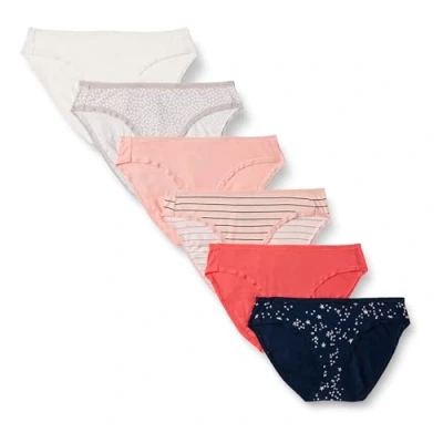 Obrázek Amazon Essentials Dámské bikiny z bavlny (k dostání v nadměrné velikosti), balení po 6 kusech, vícebarevné/puntíky/hvězdy/pruhy, 44