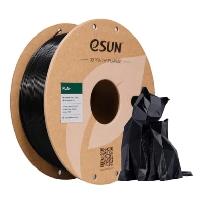 Obrázek eSUN PLA+ Filament 1,75 mm, zesílená houževnatost 3D tiskárna PLA Plus, přesnost rozměrů +/ 0,03 1 kg cívka (2,2 LBS) tisková vlákna pro tiskárny, černá