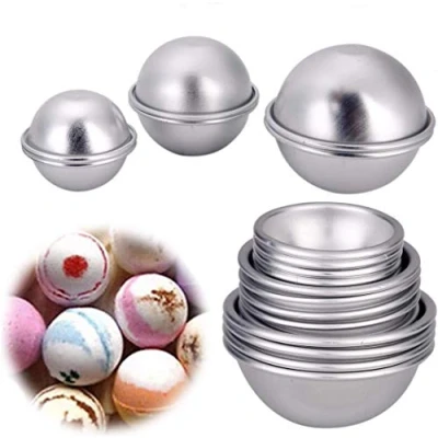 Obrázek PDTO 8 sad 16 kusů Bath Bomb Molds Kit, hliníkové kuličky do koupele ve tvaru mýdla Molds, DIY odlévací formy pro domácí koupelové bomby