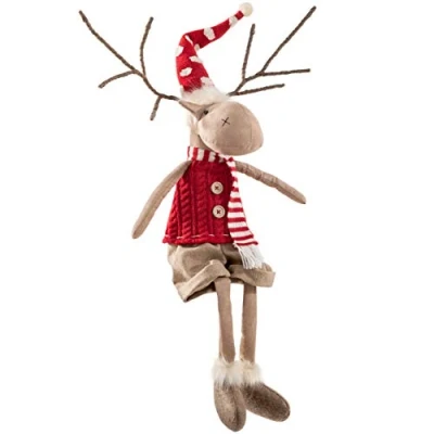 Obrázek WeRChristmas Elch sitzend mit weichen Beinen, Mehrfarbig, 56 cm