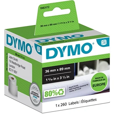 Obrázek DYMO Originální LabelWriter adresní štítky (velké) 36 mm x 89 role s 260 etiketami samolepicí pro tiskárny štítků a popisovací zařízení