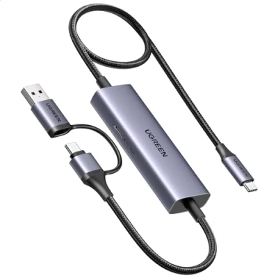 Obrázek UGREEN Video Capture Card a PD 100W nabíjení, USB A/USB C pro Full HD 4K vstup, záznam 2K@30Hz rychlé zařízení Switch/Steam Deck/pad/Phone/PC