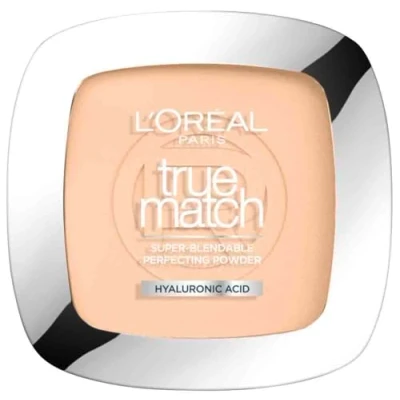 Obrázek L&#039;Oréal Paris Práškový make up, matující kompaktní pudr s kyselinou hyaluronovou, vč. zrcadla a houbičky, True Match, č. 1R, 9 g