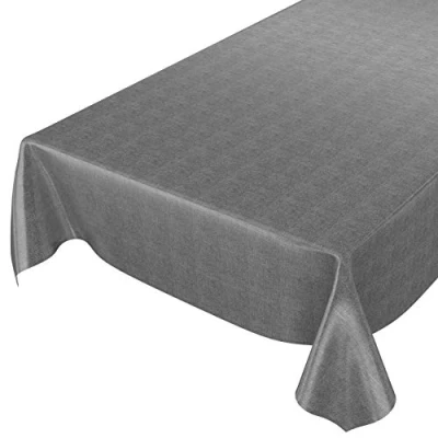 Obrázek ANRO Wachstuchtischdecke Wachstuch Wachstischdecke Tischdecke Wachstuchdecke Anthrazit Leinenoptik 200x140cm