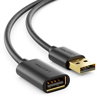 Obrázek deleyCON 1,5m USB 2. 0 High Speed kabel Prodlužovací A konektor k zdířce černý