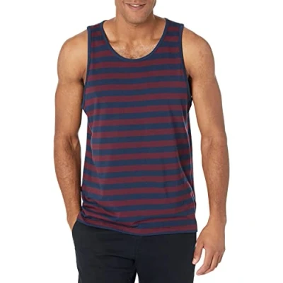 Obrázek Amazon Essentials Herren Tanktop, Normale Passform, Burgunderrot Marineblau Streifen, XL