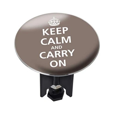 Obrázek WENKO 21264100 zátka do umyvadla Pluggy® XL Keep Calm odtoková zátka, pro všechny běžné odtoky, plast, 6,2 x 6,6 cm, vícebarevná