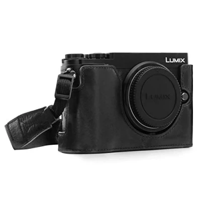 Obrázek MegaGear Panasonic Lumix GX9 EVER Ready pravá kůže kamera pro Half taška s popruhem