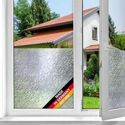 Obrázek d c fix Okenní fólie Snow Mléčné sklo samolepicí 90 cm x 2,1 m z mléčného skla neprůhledná pro vizuální ochranu Ochrana před nežádoucími pohledy okna koupelny, kuchyně