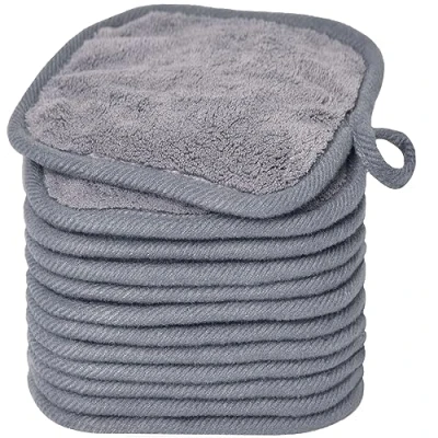 Obrázek BloomSesame Odličovací hadřík z mikrovlákna opakovaně použitelný na čištění obličeje odstraňovač make upu šedý (5 x 5 palců 12 kusů)