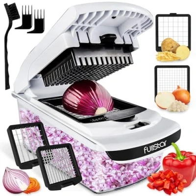 Obrázek Gemüseschneider Spiralschneider Gemüsehobel Gemüse Schneider Zwiebelschneider Kartoffelschneider Obstschneider Vegetable Chopper Cutter Dicer (2 in 1 Weiß)