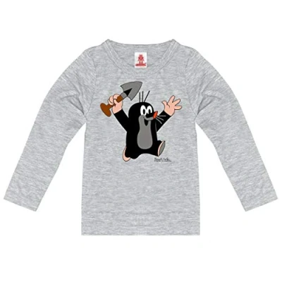 Obrázek Logoshirt® TV I Krteček Juhu potisk s dlouhým rukávem děti dívky a chlapci licencovaný originální design, Šedá melír