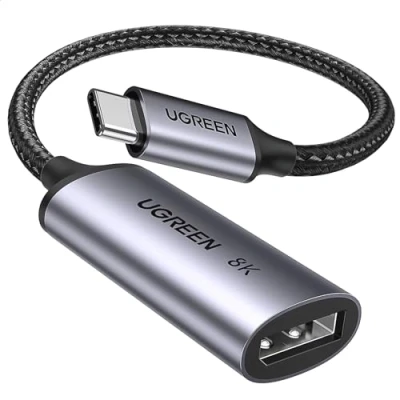 Obrázek UGREEN Adaptér USB C na DP1.4 8K@60Hz 4K@240Hz Thunderbolt DisplayPort HDR VRR Dolby kompatibilní s MacBook Pro Air Mac Mini Dell XPS HP Envy iPad 5 Surface Go iPhone 15 Galaxy S23