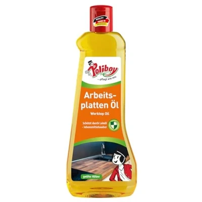 Obrázek POLIBOY olej na pracovní desky dřevo pro masivní nábytek péči o a ochranu dřeva účinný prostředek plochy 500 ml Made in Germany