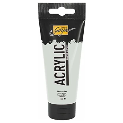 Obrázek KREUL 84127 Solo Goya Acrylic, tuba 100 ml ve stříbrné barvě, krémová univerzální akrylová barva studiové kvalitě, na bázi vody, rychle a matně schnoucí, dobře krycí, voděodolná