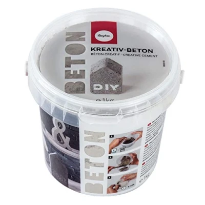 Obrázek Rayher 34152000 kreativní beton, kbelík 1 kg, stříbrný, beton pro kutilství, betonový prášek na lití, bez prachu, připravený k použití, míchat vodou