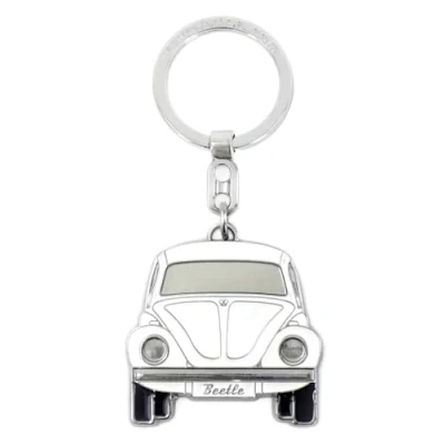 Obrázek BRISA VW Collection Volkswagen Emaillierter Metall Schlüssel Anhänger Ring Schlüsselbund Accessoire Keyholder im Käfer/Beetle Design (Front/Weiß)
