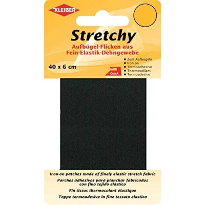 Obrázek Kleiber + Co.GmbH Stretchy nažehlovací záplaty, 100% polyester, černá, 40 x 6 0,05 cm