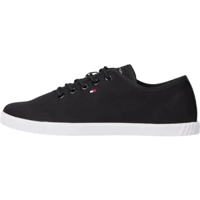 Obrázek Tommy Hilfiger Sneaker Volnočasové šněrovací boty, Ženy, Velikost: 39, Black Bavlna
