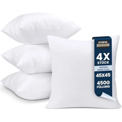 Obrázek Utopia Bedding 4dílná sada výplní polštáře 45 x cm, vnitřní polštář plnicí na pohovku (bílý)
