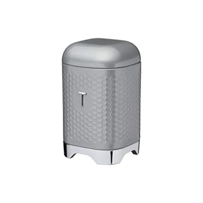 Obrázek KitchenCraft Lovello Teedose mit luftdichtem Deckel, Strukturierte Tee Aufbewahrungsbox für losen und Teebeutel, Vorratsdose, Boxen Aufbewahrung aus Metall, Weiß, 11 x 19 cm, 1,5 L