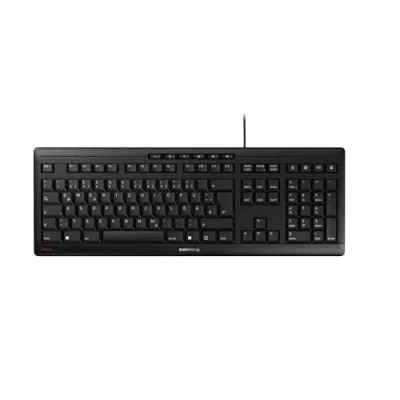 Obrázek CHERRY STREAM KEYBOARD, kabelová klávesnice, německé rozložení (QWERTZ), téměř tichý doraz tlačítek, jedinečný pocit při psaní, plochý design, černá